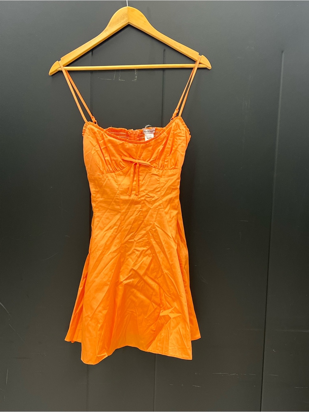 Women's Orange Midi Dress with Spaghetti Straps